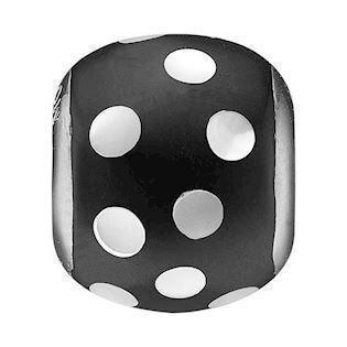 Christina Collect 925 sterlingsølv Spots of Life Svart ball med hvite prikker i perlemor, modell 623-S109